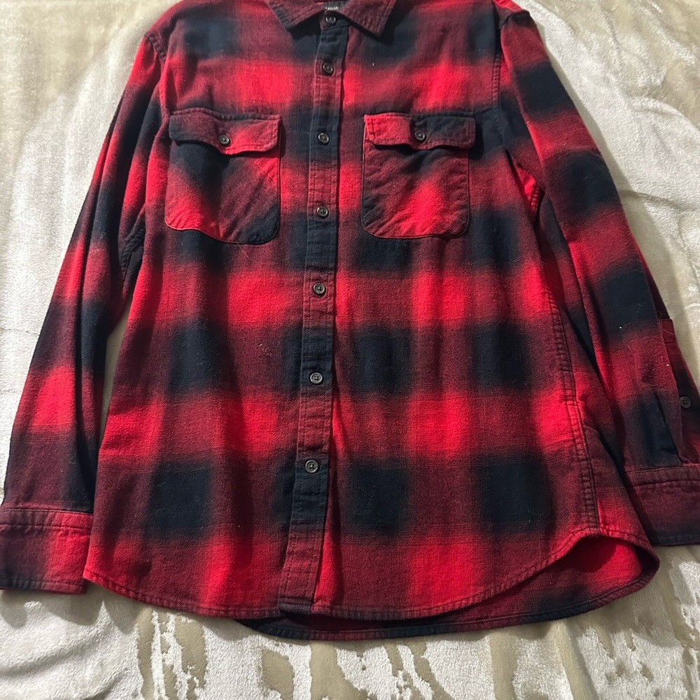 Banana Republic Red and Black Casual Button Down Shirt